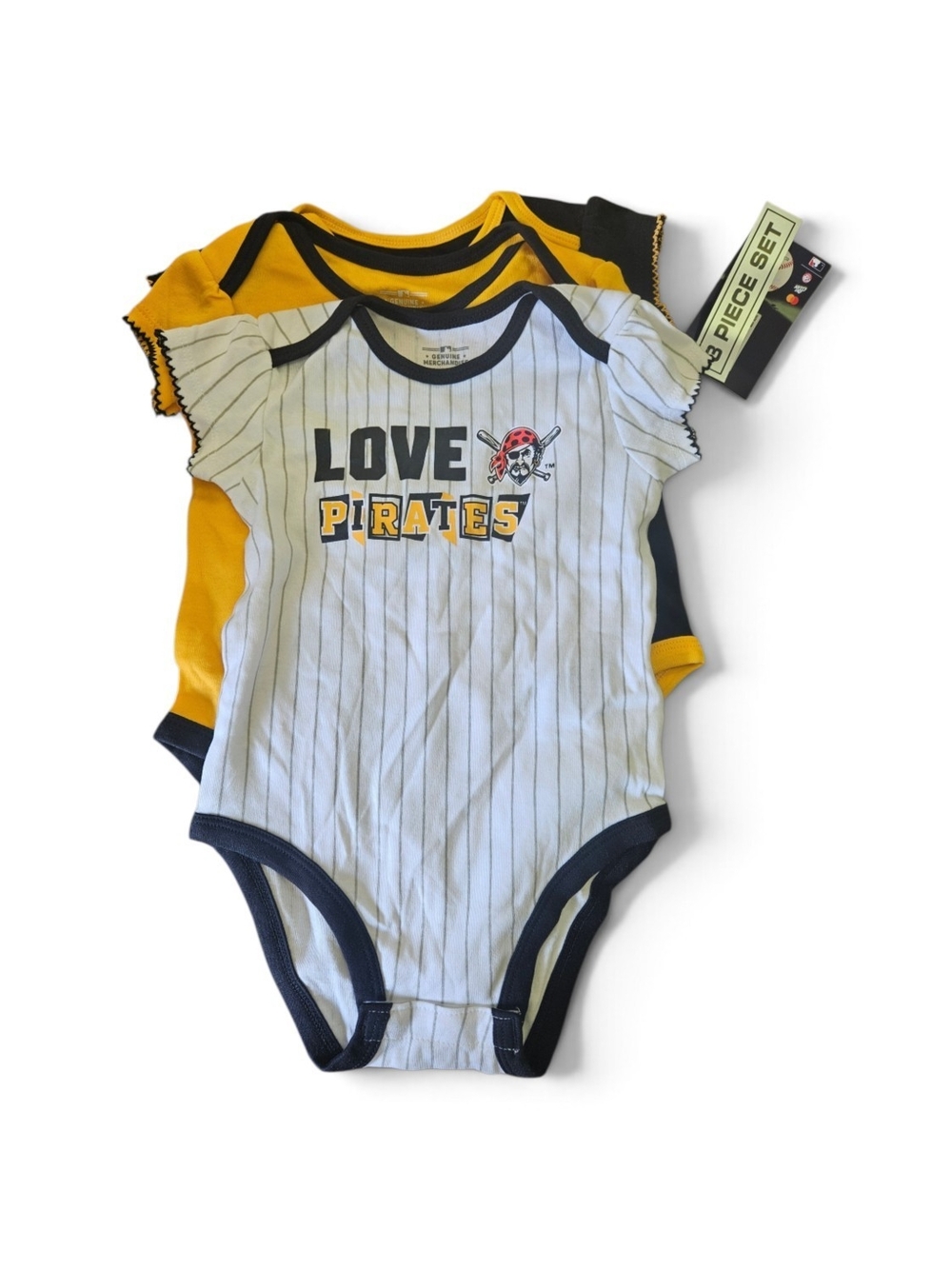 Pittsburgh Pirates Baby 18M One-Piece Bodysuits - White, Yellow, Black NEW